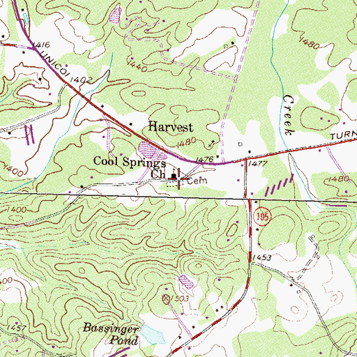 Topographic Map of Cool Springs Church, GA
