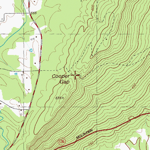 Topographic Map of Cooper Gap, GA