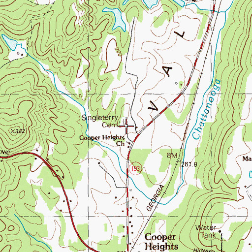 Topographic Map of Singleterry Cemetery, GA