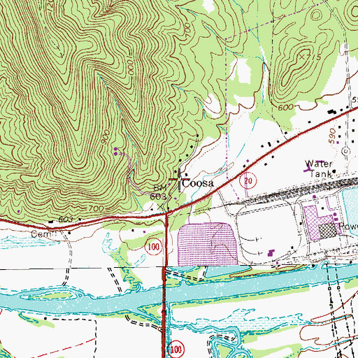 Topographic Map of Coosa, GA