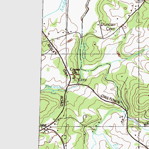 Topographic Map of Coosa Church, GA