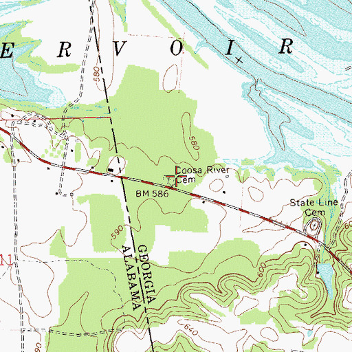 Topographic Map of Coosa River Cemetery, GA