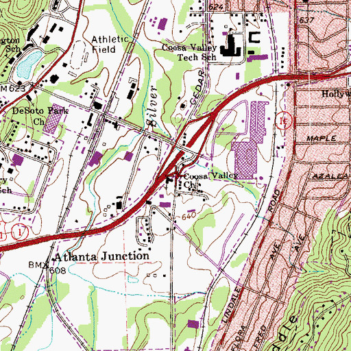 Topographic Map of Coosa Valley Church, GA