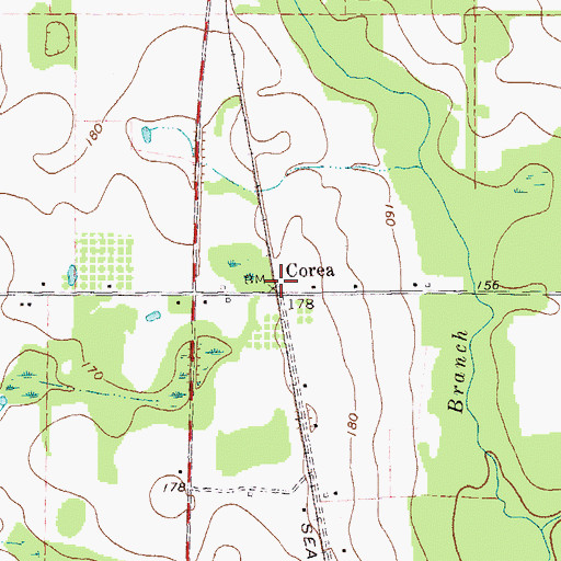 Topographic Map of Corea, GA