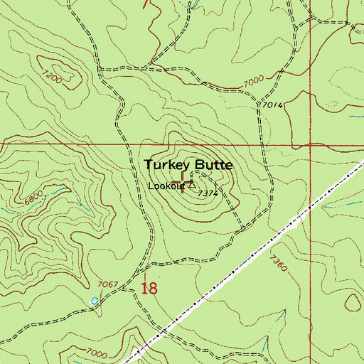 Topographic Map of Turkey Butte, AZ