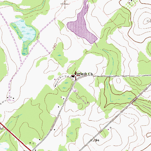 Topographic Map of Corinth Church, GA