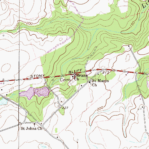 Topographic Map of Corinth Church, GA