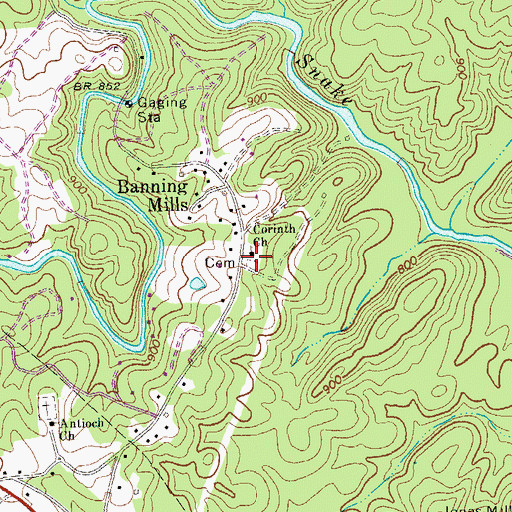 Topographic Map of Corinth Church, GA