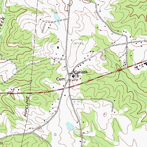 Topographic Map of Corinth Church, GA