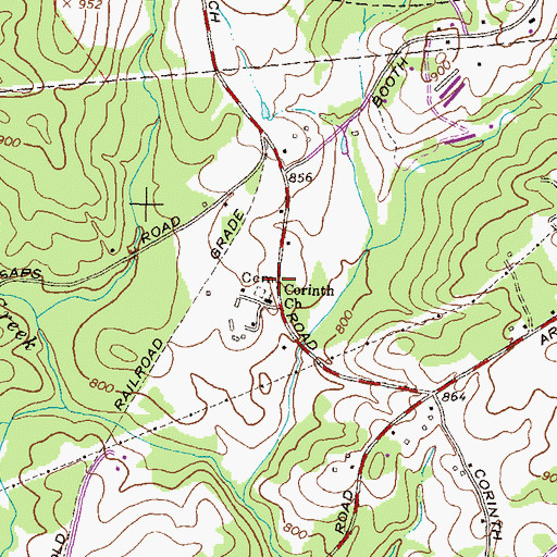 Topographic Map of Corinth Church, GA