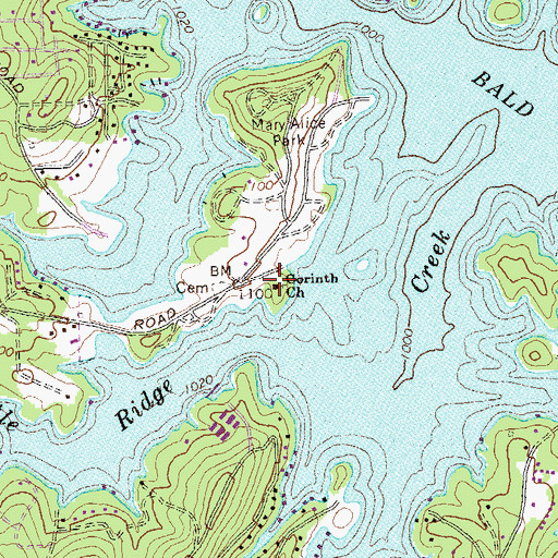 Topographic Map of Corinth Church, GA