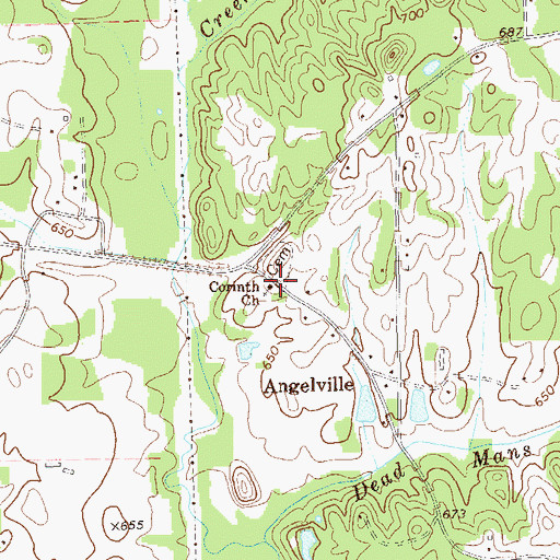 Topographic Map of Corinth Church, GA