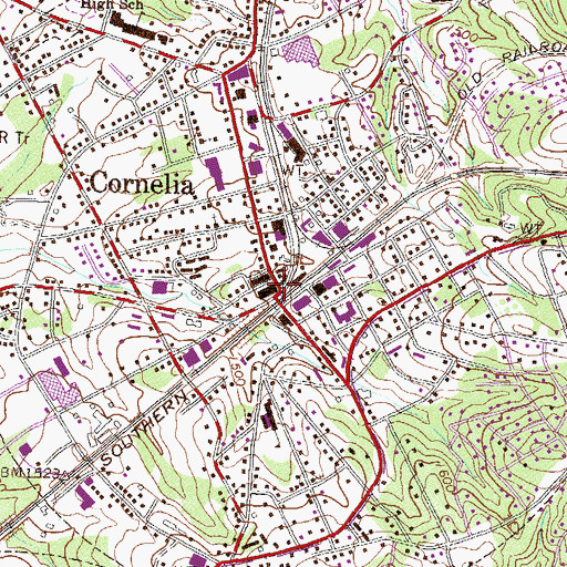 Topographic Map of Cornelia, GA