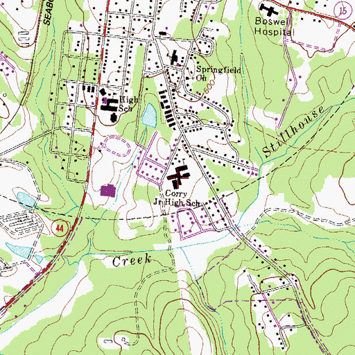 Topographic Map of Corry Junior High School, GA
