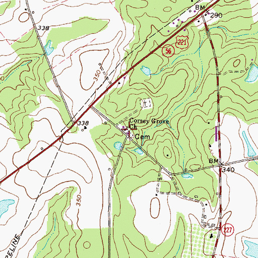 Topographic Map of Corsey Grove Church, GA