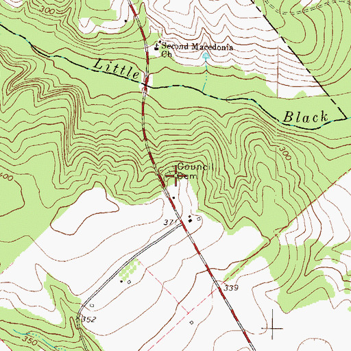 Topographic Map of Council Cemetery, GA