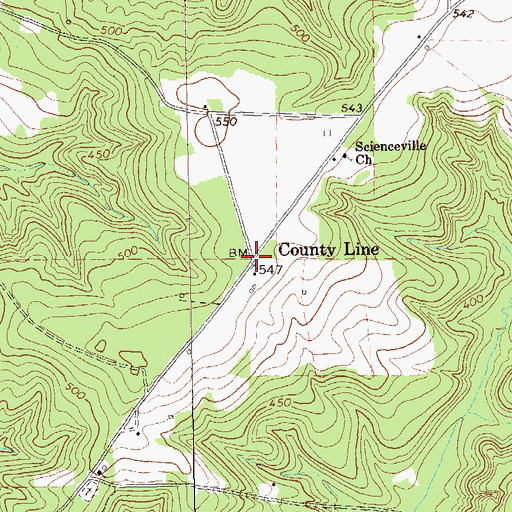 Topographic Map of County Line, GA