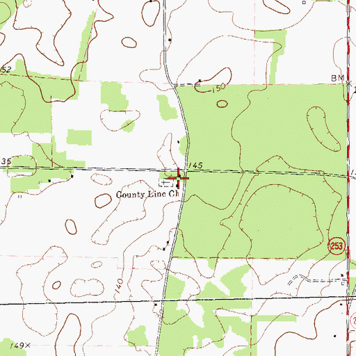 Topographic Map of County Line Church, GA