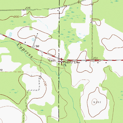 Topographic Map of County Line Church, GA