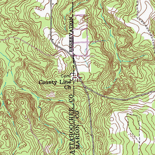 Topographic Map of County Line Church, GA