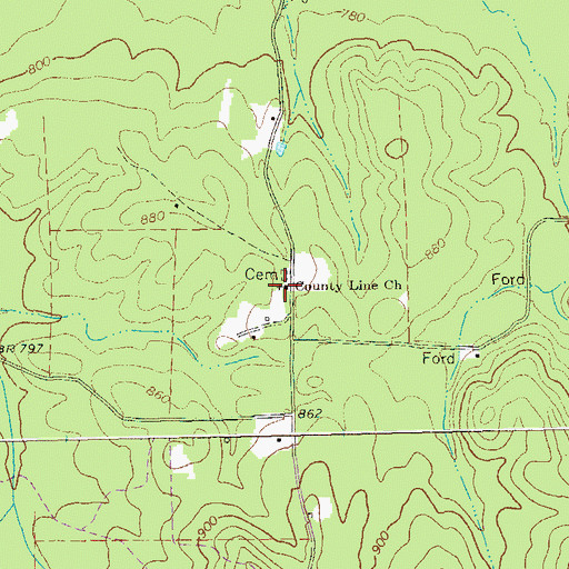 Topographic Map of County Line Church, GA