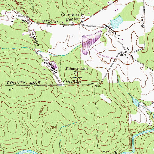 Topographic Map of County Line Missionary Baptist Church, GA