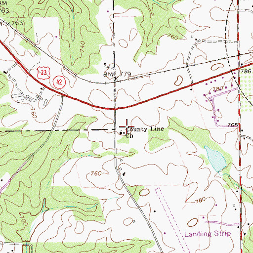 Topographic Map of County Line Church, GA