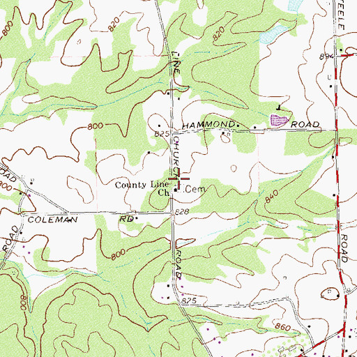 Topographic Map of County Line Church, GA