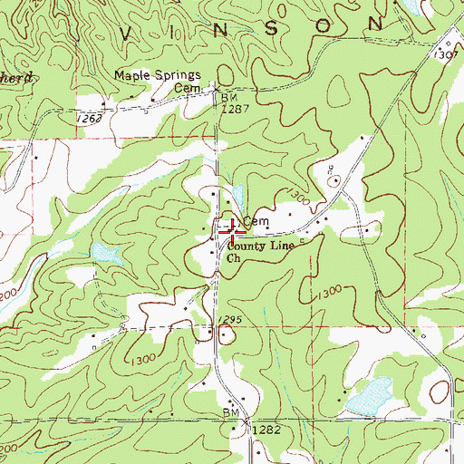 Topographic Map of County Line Church, GA