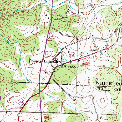 Topographic Map of County Line Church, GA