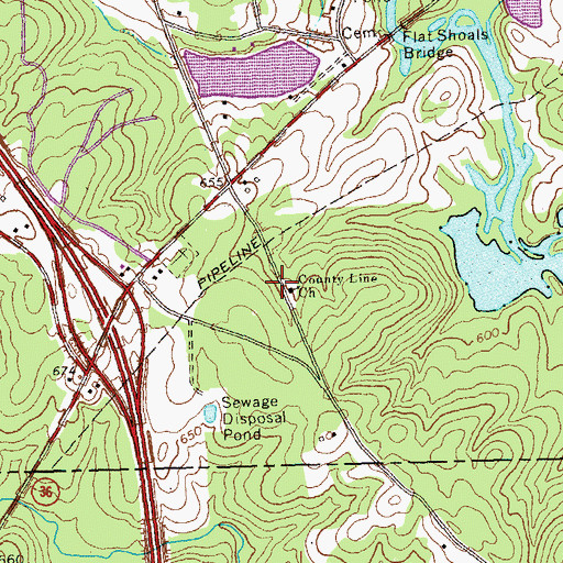 Topographic Map of County Line Church, GA