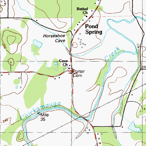 Topographic Map of Cove Church, GA