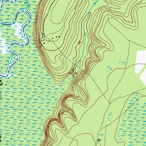 Topographic Map of Cow Creek, GA
