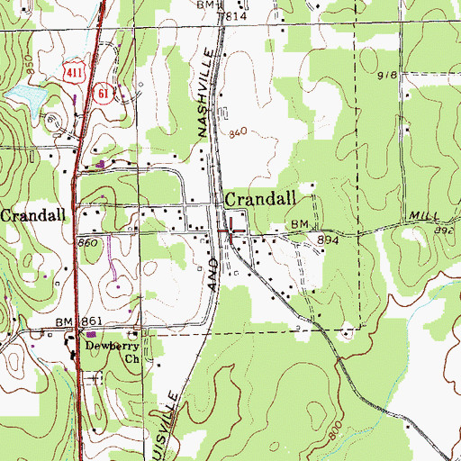 Topographic Map of Crandall, GA