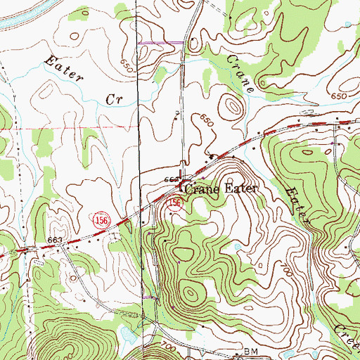 Topographic Map of Crane Eater, GA