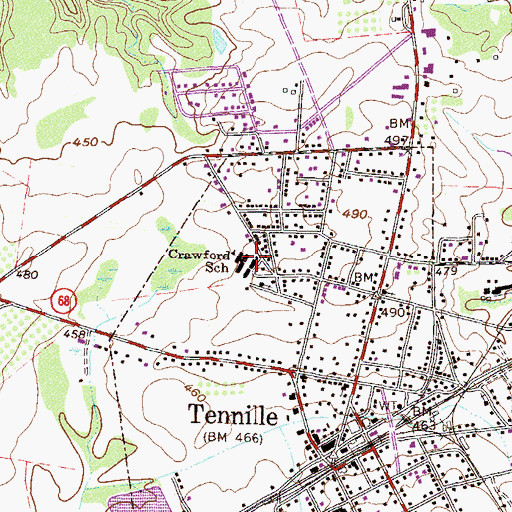 Topographic Map of Crawford School, GA