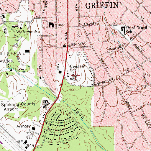 Topographic Map of Crescent Elementary School, GA