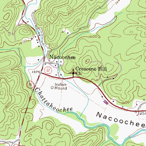 Topographic Map of Cresecent Hill Church, GA