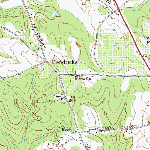 Topographic Map of Crest Church, GA