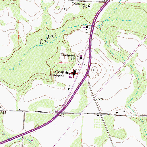 Topographic Map of Crisp Academy, GA