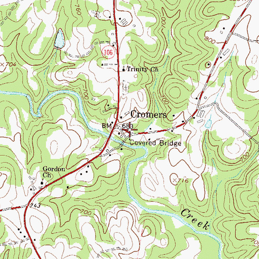 Topographic Map of Cromers, GA