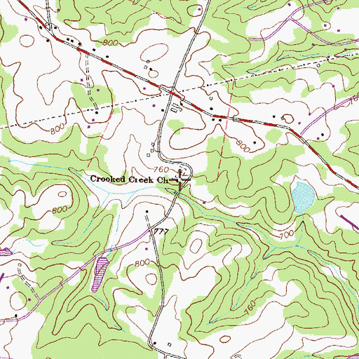 Topographic Map of Crooked Creek Church, GA