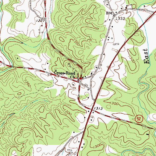 Topographic Map of Cross Road Church, GA