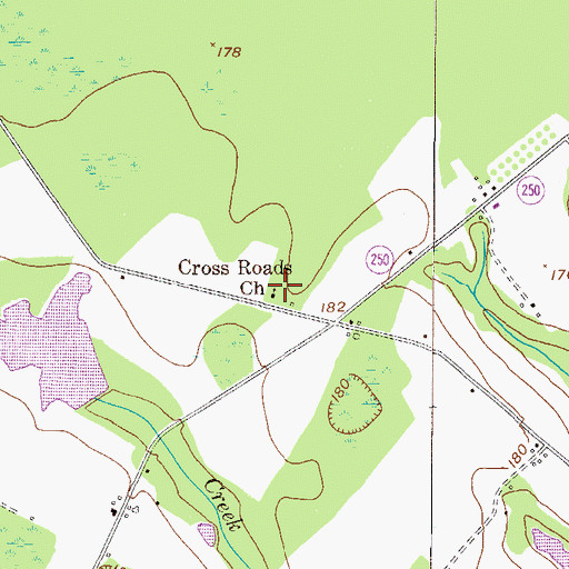 Topographic Map of Cross Roads Church, GA