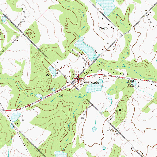 Topographic Map of Crossroads Church, GA