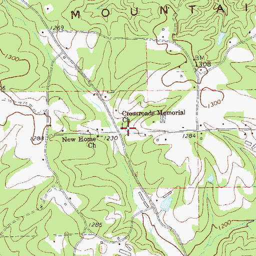 Topographic Map of Crossroads Memorial Church, GA