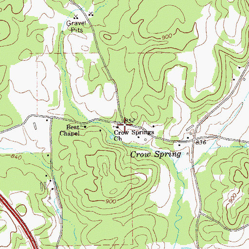 Topographic Map of Crow Springs Church, GA
