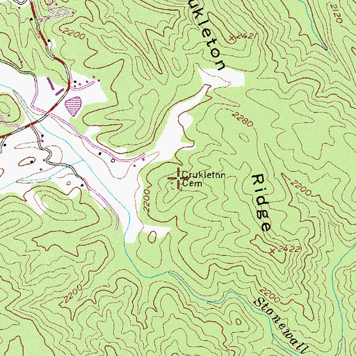 Topographic Map of Crukleton Cemetery, GA