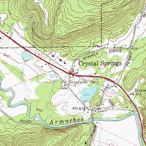Topographic Map of Crystal Springs, GA