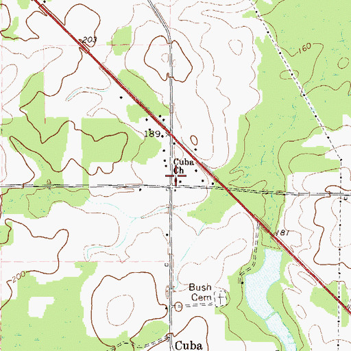 Topographic Map of Cuba Church, GA